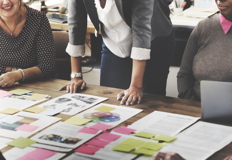 People working on a presentation
