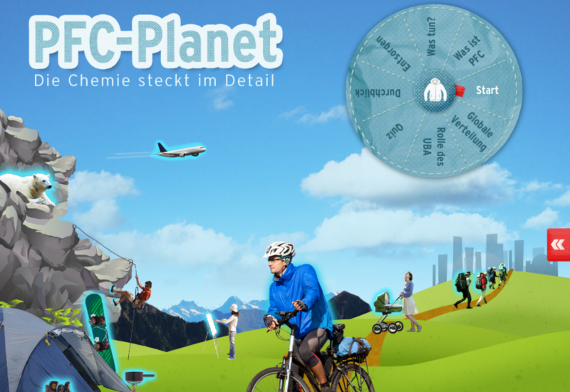 Startbildschirm der App „PFC-Planet“ des Umweltbundesamts