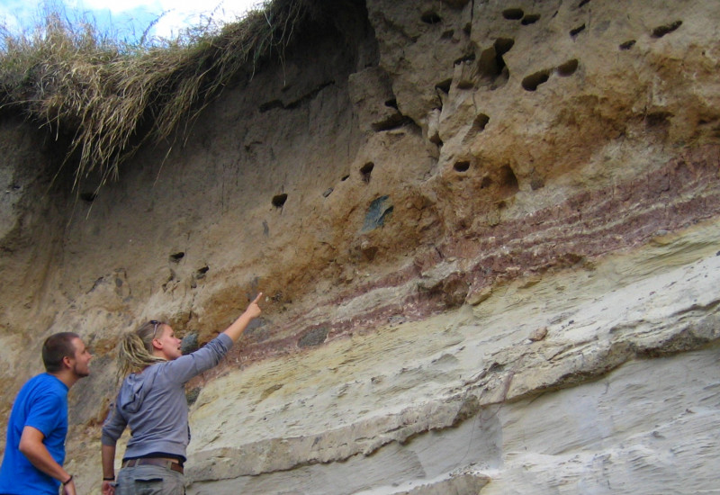Eine Aufschlusswand in einer Sandgrube.
