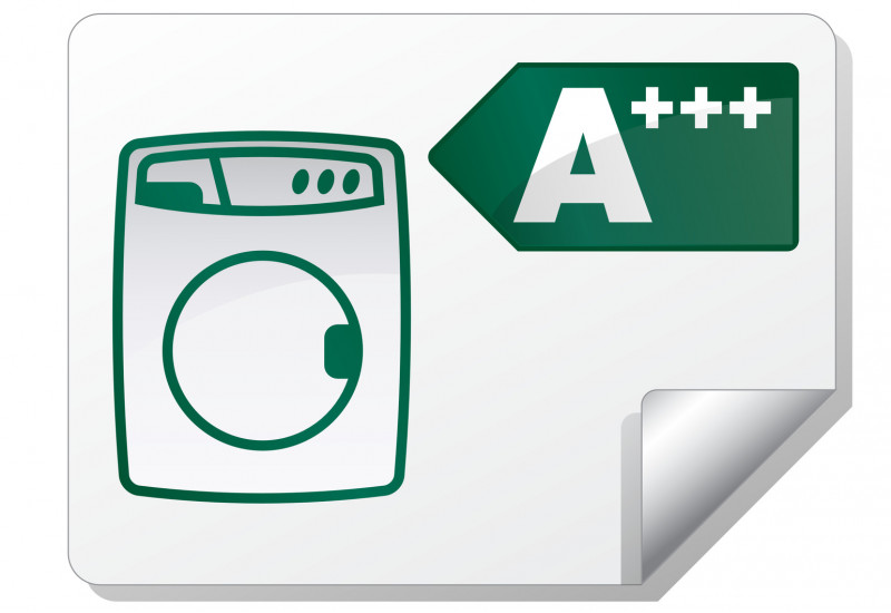Grünes Piktogramm einer Waschmaschine mit Energieeffizenzlabel "A+++"