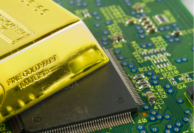 gold bar on a circuit board