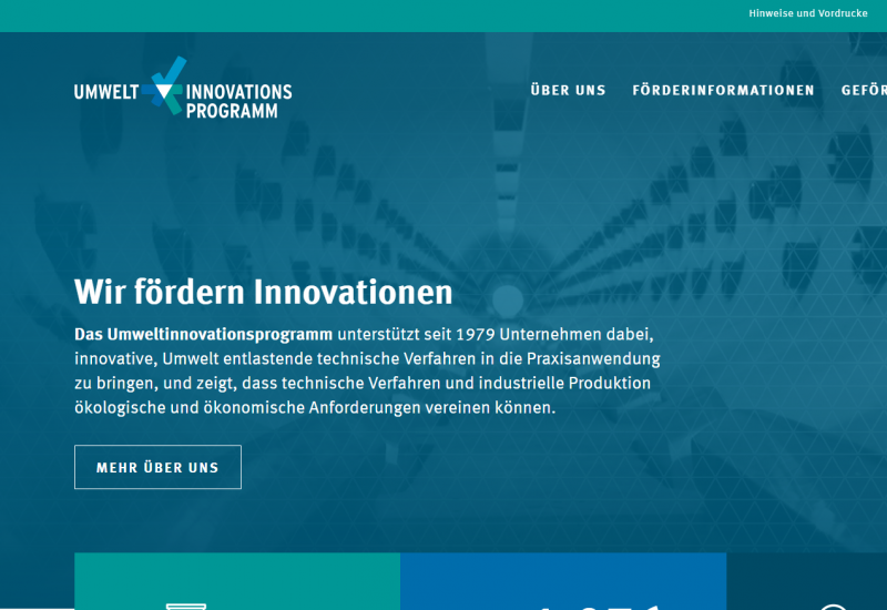 Startseite der Website des Umweltinnovationsprogramms