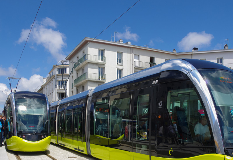 modern tramways in the city