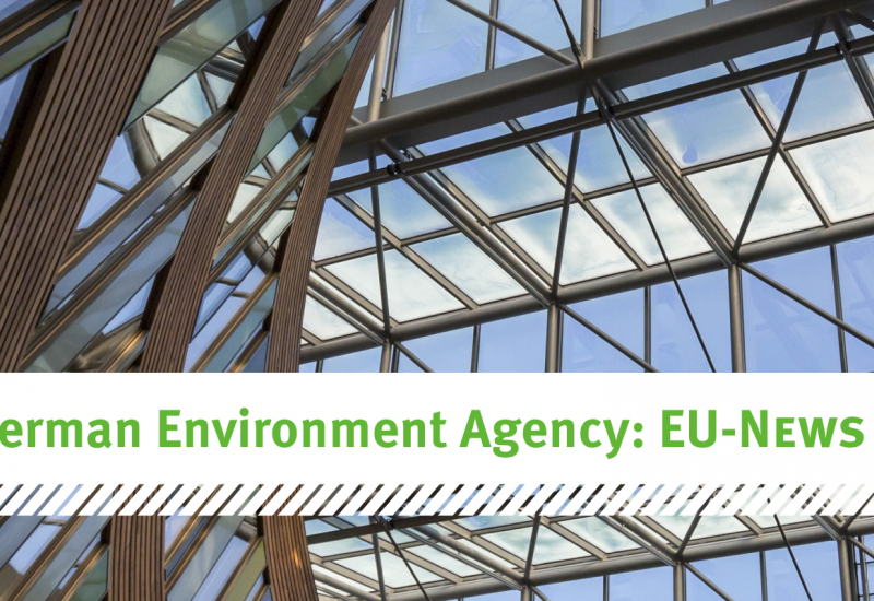 photo of a modern building and text: German Environment Agency: EU-News
