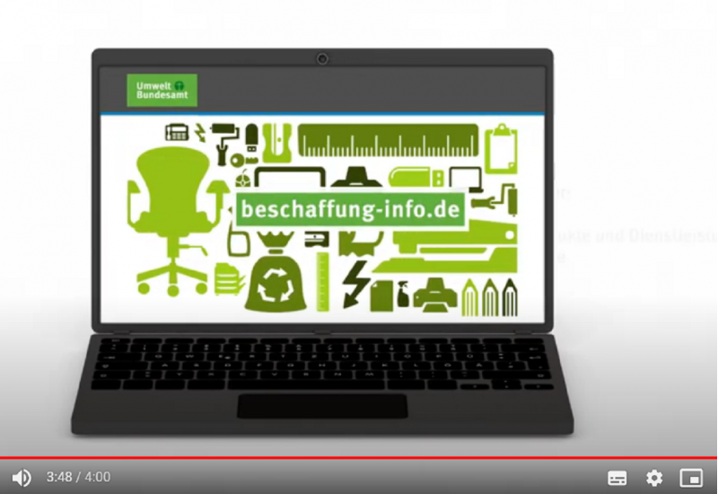 Der Filmausschnitt zeigt einen Laptop mit dem Webangebot beschaffung-info.de