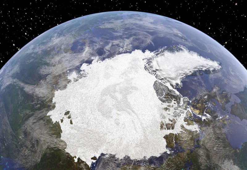 Blick vom Weltall aus auf die Arktis