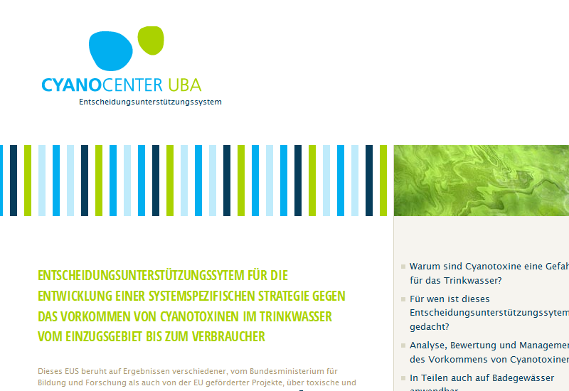 Startseite der Website www.toxische-cyanobakterien.de
