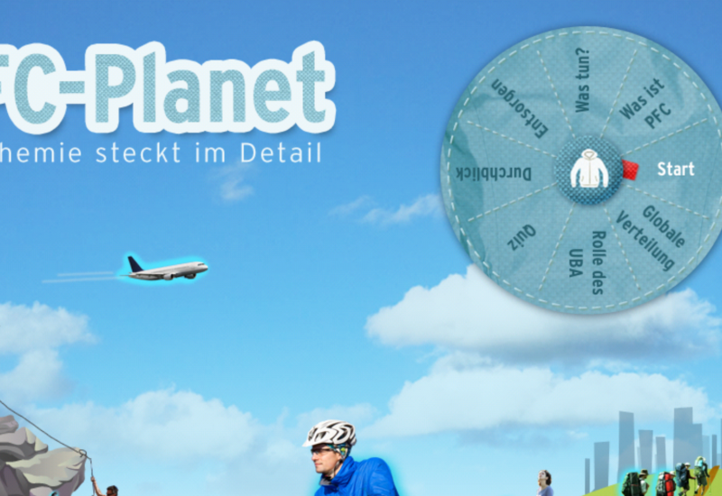 Startbildschirm der App „PFC-Planet“ des Umweltbundesamts