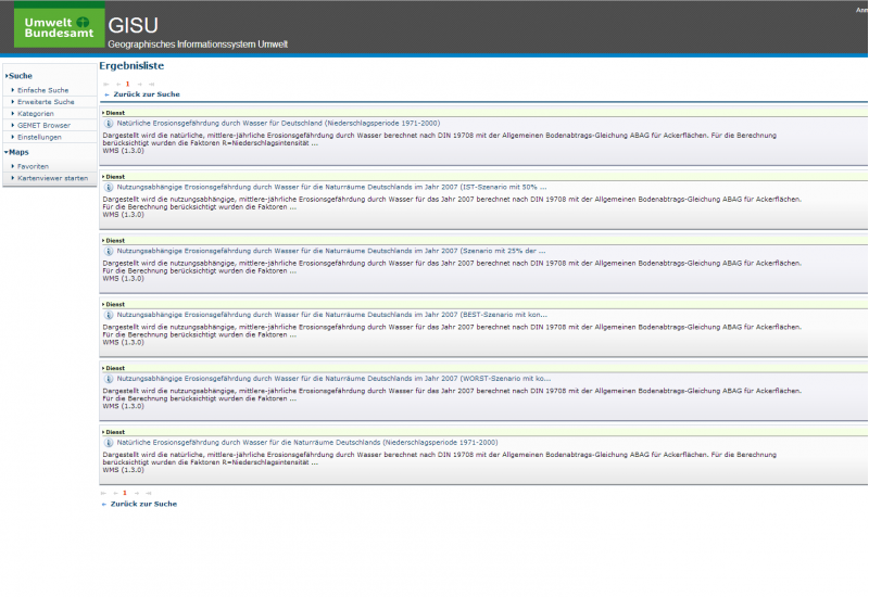 Startseite der Website des Geodateninfrastruktur (GISU)