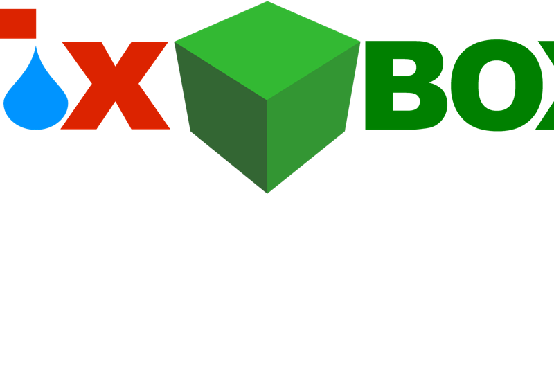 Logo des Tox-Box-Projekts: Es zeigt den Shcriftzug "Tox Box" mit einem blauen Wassertropfen und einer grünen Box