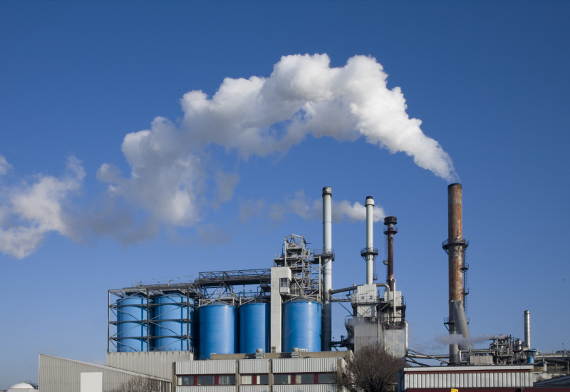 Smoking chimneys of an industrial plant