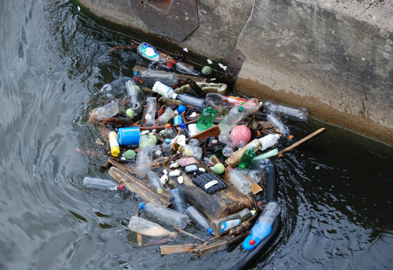 plastic waste in the water