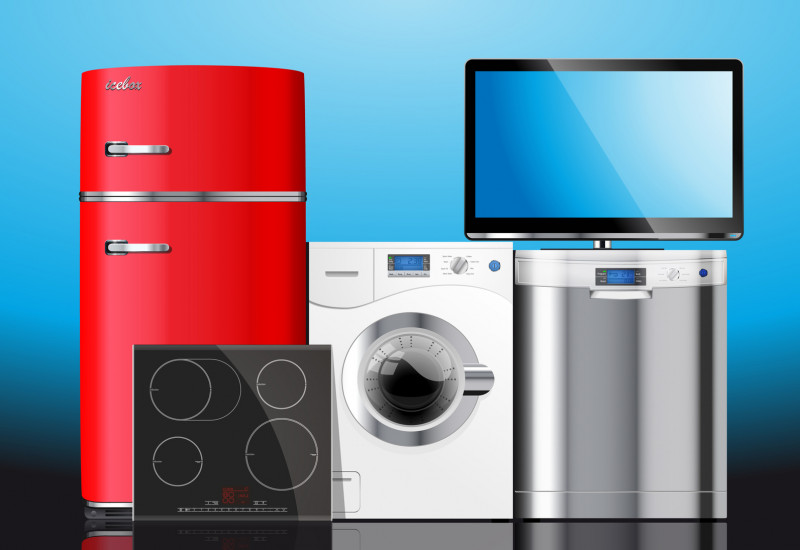 Kühlschrank, Waschmaschine, Spülmaschine, Fernseher, Cerankochfeld