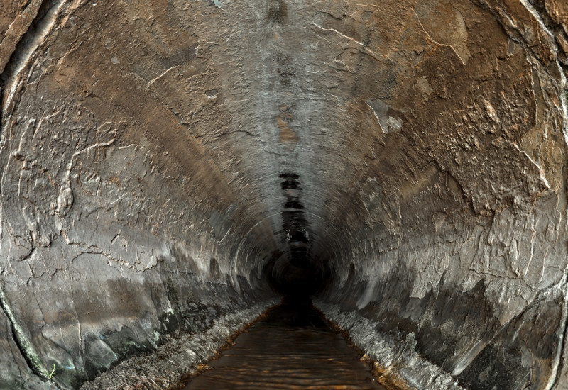 View into a decrepit sewers sewage plant