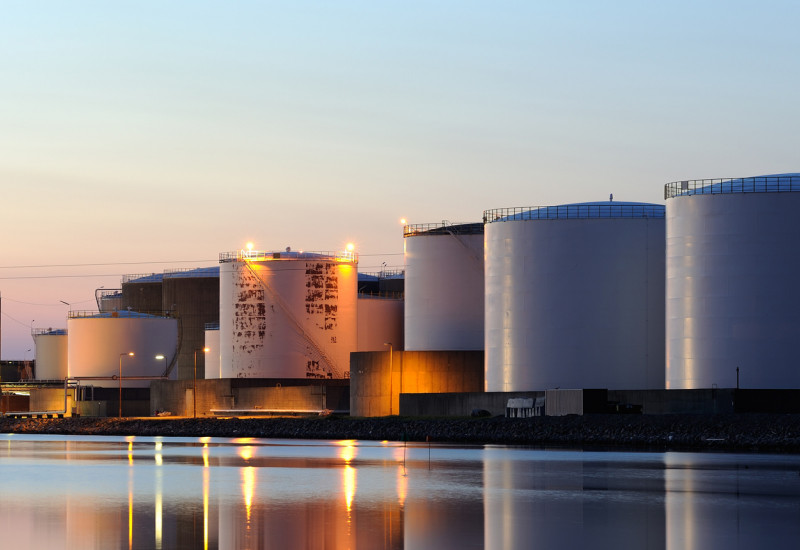Oil storage tanks at the port