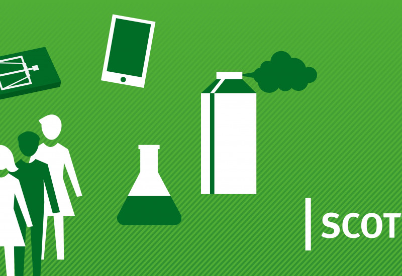 Icons describing alternatives for biocides and networking with stakeholders.