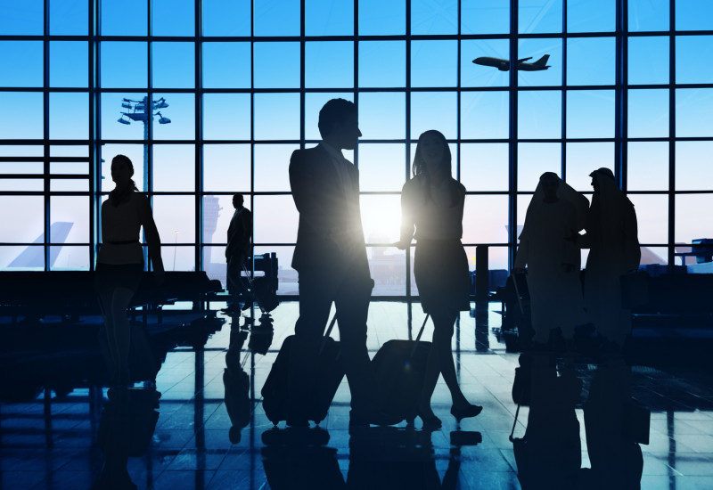 business travellers in an airport