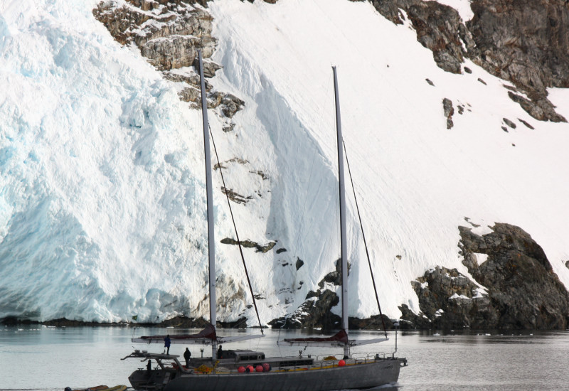 a private yacht in the Antarctic