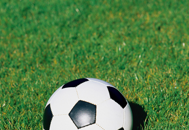 Fußball liegt auf Wiese