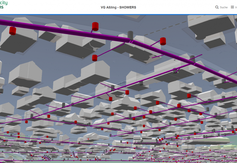 Darstellung des Kanalnetzes in der 3D-Stadtmodellplattform