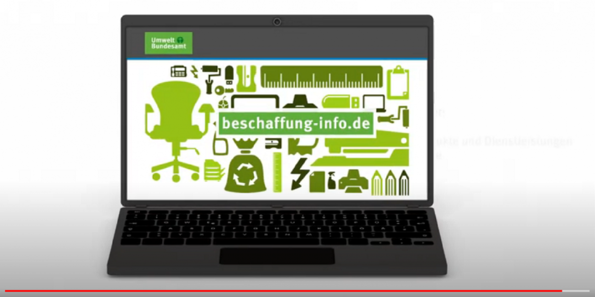 Der Filmausschnitt zeigt einen Laptop mit dem Webangebot beschaffung-info.de