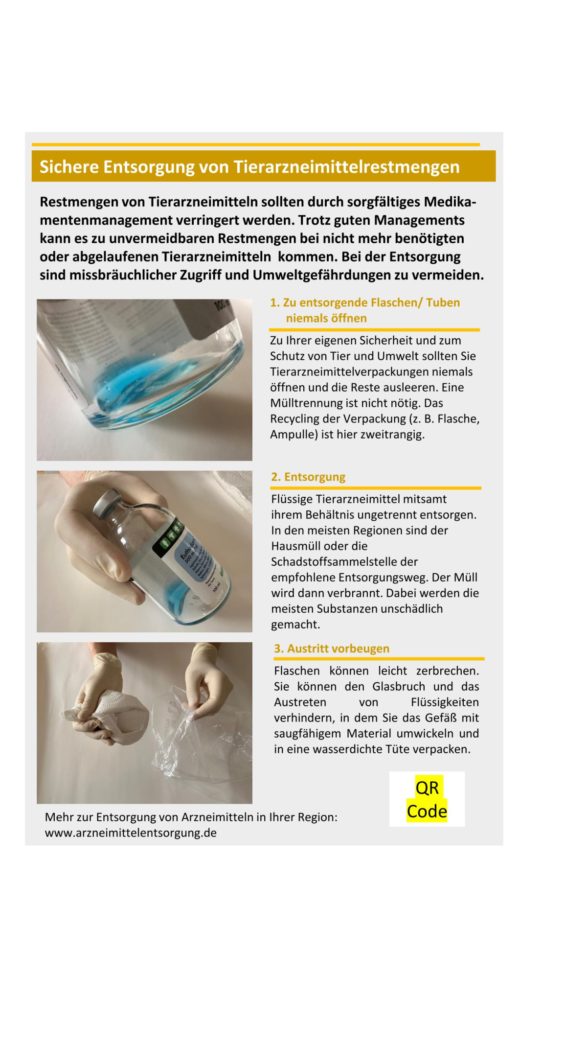 Restmengen von Tierarzneimitteln sollten durch sorgfältiges Medikamentenmanagement verringert werden.