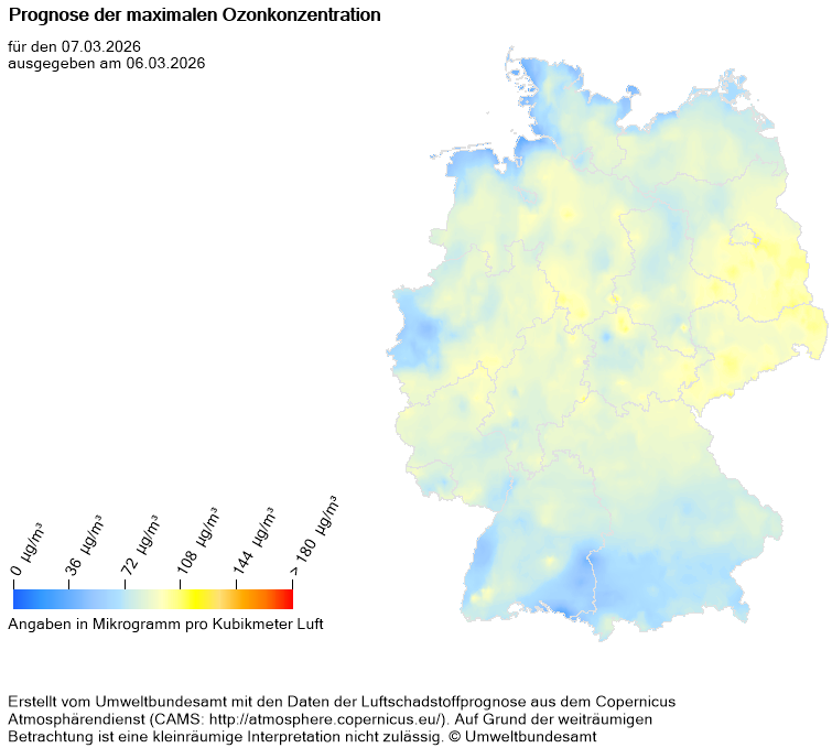 Prognose der maximalen Ozonkonzentration für morgen