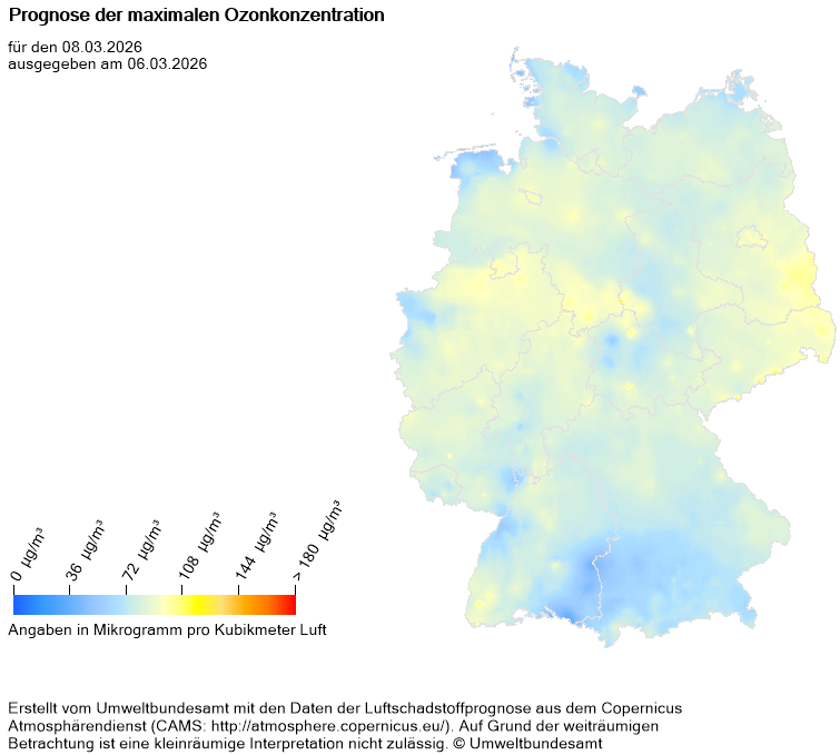 Prognose der maximalen Ozonkonzentration für morgen