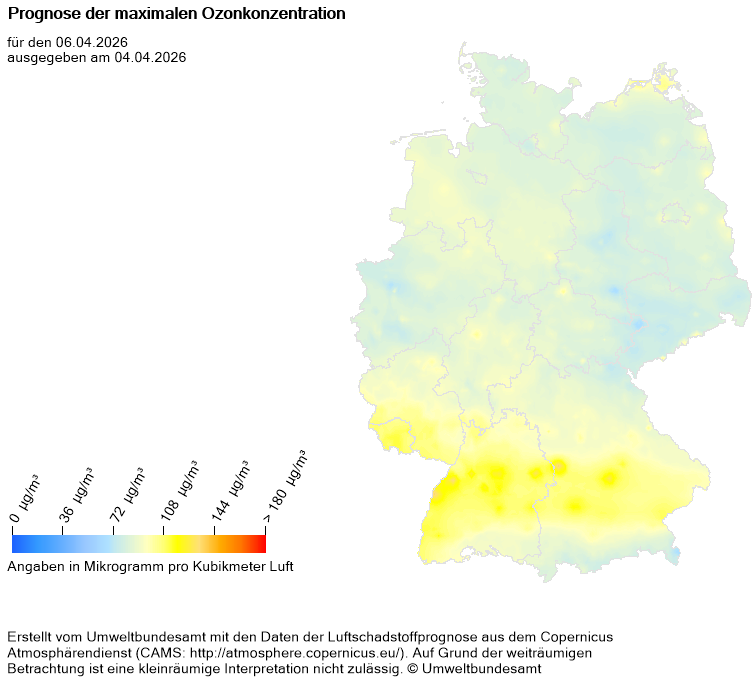 Prognose der maximalen Ozonkonzentration für morgen