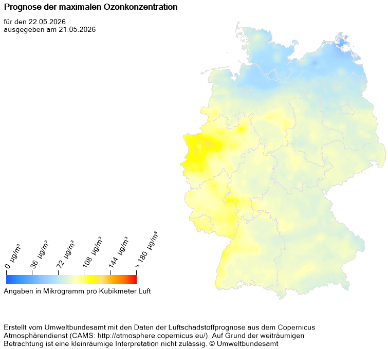 Prognose der maximalen Ozonkonzentration für morgen