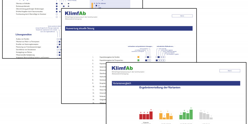 Screenshots des KlimfAb-Selbstbewertungstools