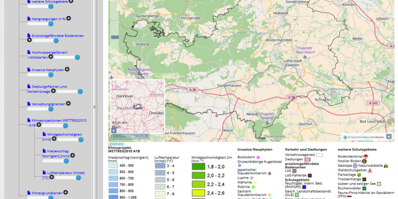 Übersicht interaktives Kartensystem Landkreis Mansfeld-Südharz