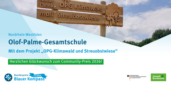 Bekanntgabe des Community-Preis Siegers, Grafik von der OPG-Gesamtschule in NRW