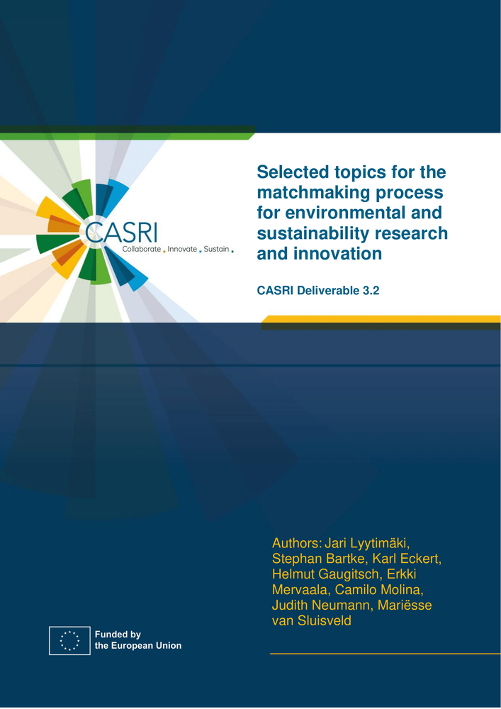 The cover page of the article is shown, a dark blue A4 page with a white field containing the title. On the right edge is the CASRI logo.