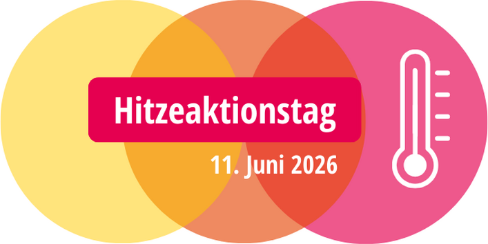 Das Bild zeigt das Logo des Hitzeaktionstages, der am 11.06.2026 stattfindet auf Initative von KLUG e.V.
