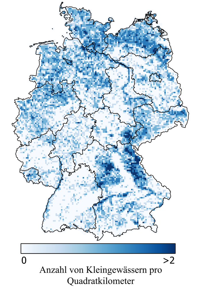 Deutschlandkarte mit eingezeichneten Kleingewässern