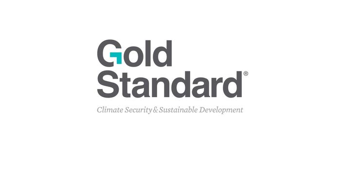 The logo of "Gold Standard" in gray and teal text, with the tagline "Climate Security & Sustainable Development" written below it.
