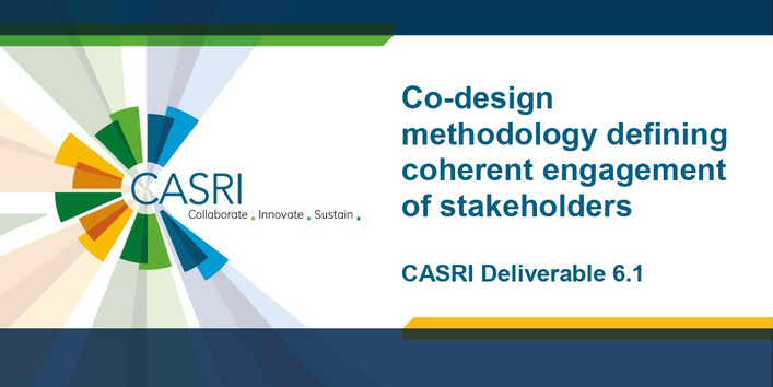 The cover page of the article is shown, a dark blue A4 page with a white field containing the title. On the right edge is the CASRI logo.