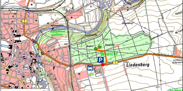 Kartendarstellung des Weges zum Bodenprofil