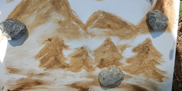 Ein spontanes Bildmotiv aus den soeben gewonnenen Bodenfarben!