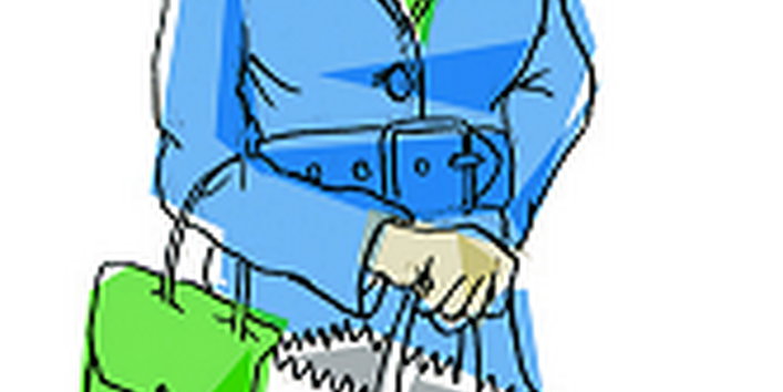 drawing of a woman with a paper shopping bag with the inscription "Bio"