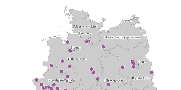 Die Karte zeigt die räumliche Verteilung aller berichtspflichtigen PRTR-Betriebe der Metallindustrie im Jahr 2023.