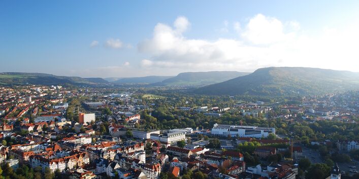 Luftaufnahme der Stadt Jena