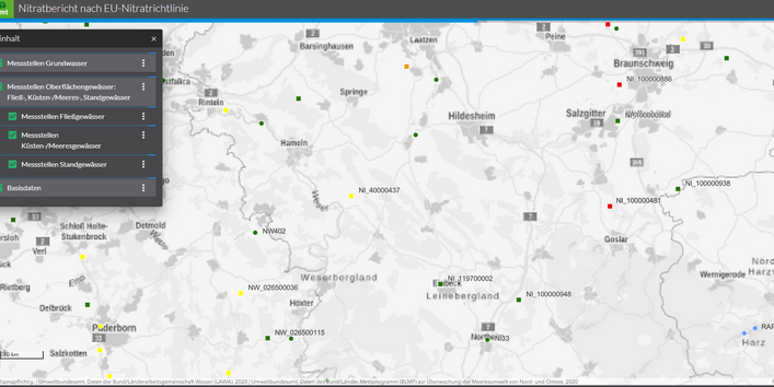 Ein Screenshot der Kartenanwendung