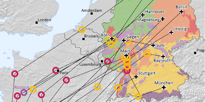 Die Karte zeigt, dass das Klima deutscher Städte Ende des Jahrhunderts dem früheren Klima Frankreichs oder der Adriaküste Italiens ähneln kann.