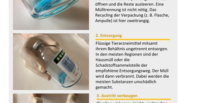 Restmengen von Tierarzneimitteln sollten durch sorgfältiges Medikamentenmanagement verringert werden.