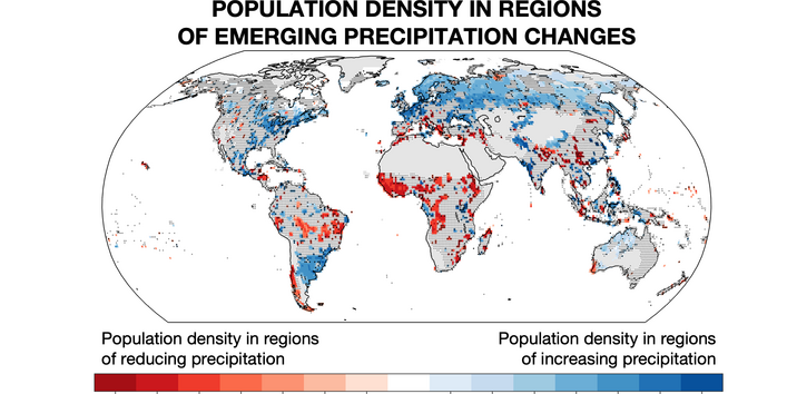 Anzahl der Menschen, die erhöhte oder verringerte Niederschläge erleben