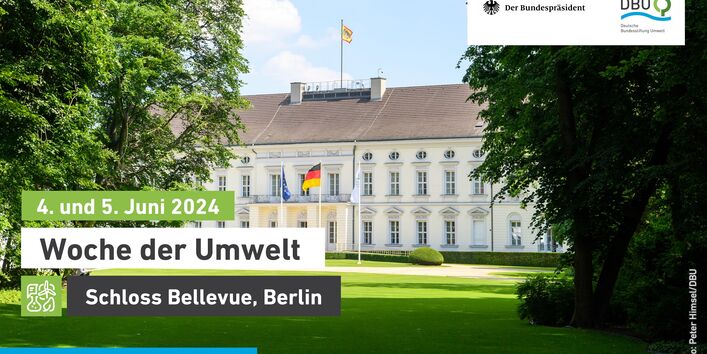 Ein Foto mit dem Park von Schloss Bellevue zu der Veranstaltung "Woche der Umwelt" am 4, und 5. Juni 2024 