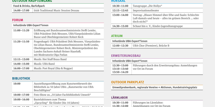 Eine Grafik mit dem Programm für den 15.06.2024 für das Jubiläumsfest in Dessau-Roßlau 