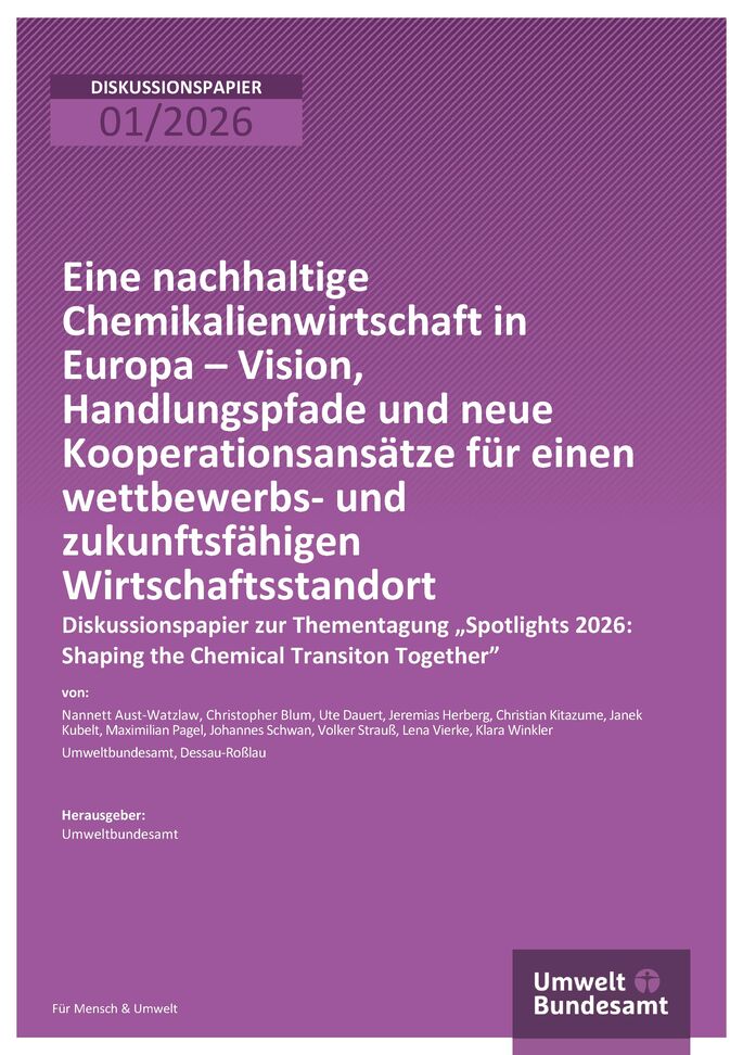 Cover der Publikation "Eine nachhaltige Chemikalienwirtschaft in Europa"